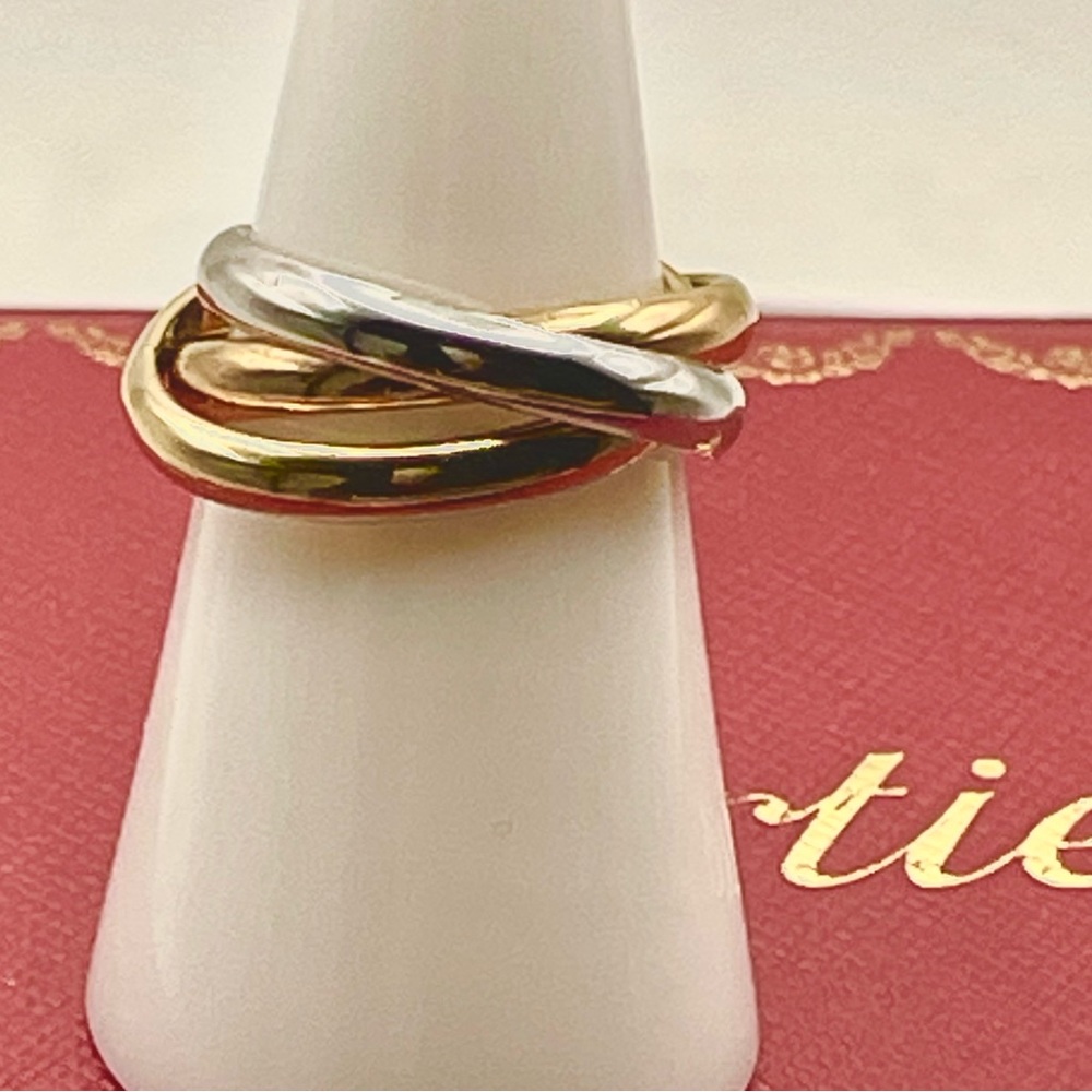 Trinity Rolling Ring Tricolor Gold Yellow White Rose 18K GE
